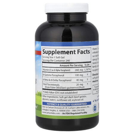 Carlson E-Gems® Elite Vitamina E com Tocoferóis e Tocotrienóis 240 Cápsulas Softgel — foto 2