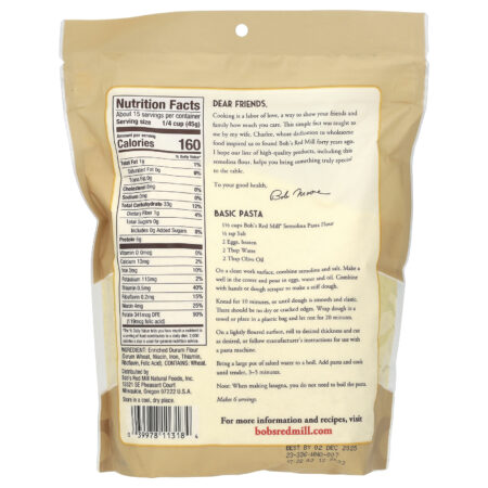 Bobs Red Mill Farinha de Sêmola 680 g (24 oz) — foto 2