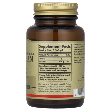 Solgar Ômega 3 de Fonte Natural DHA Vegetariano 200 mg 50 Cápsulas Gelatinosas Vegetarianas — foto 2