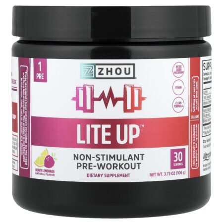 Zhou Nutrition Lite Up™ Pré-Treino Não Estimulante Limonada de Frutos Silvestres 106 g (373 oz) — foto 1