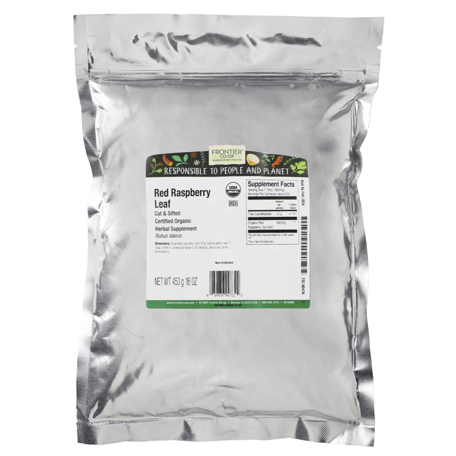 Frontier Co-op Folha de Framboesa Vermelha Orgânica Cortada e Peneirada 453 g (16 oz) — foto 2 Frontier Co-op Folha de Framboesa Vermelha Orgânica Cortada e Peneirada 453 g (16 oz) - Imagem 2