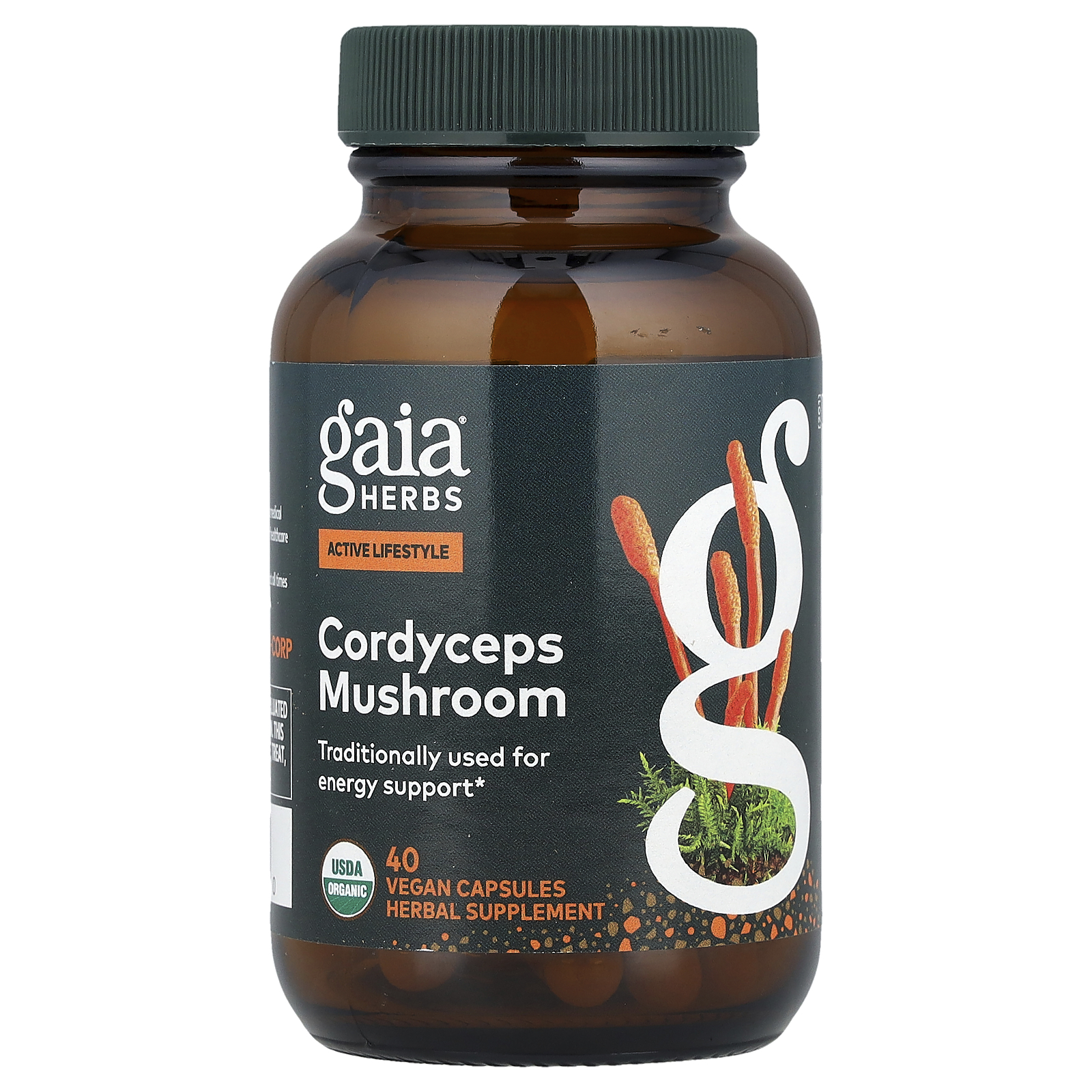 Gaia Herbs Estilo de Vida Ativo Cogumelo Cordyceps 40 Cápsulas Veganas