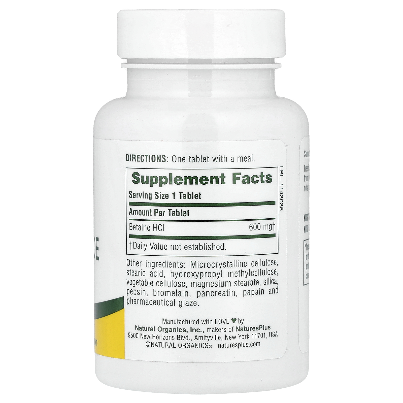 NaturePlus Cloridrato de Betaína 600 mg 90 Comprimidos — foto 2 NaturePlus Cloridrato de Betaína 600 mg 90 Comprimidos - Imagem 2