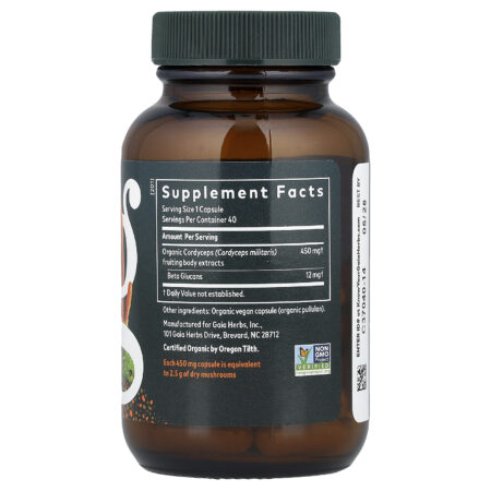 Gaia Herbs Estilo de Vida Ativo Cogumelo Cordyceps 40 Cápsulas Veganas - Imagem 2