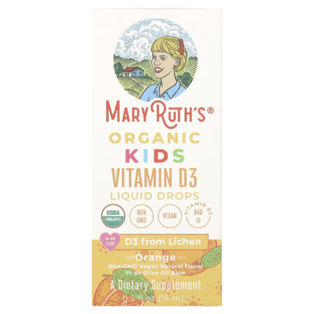 MaryRuths Vitamina D3 Orgânica em Gotas para Crianças 4 a 13 Anos Laranja 640 UI 15 ml (05 fl oz) — foto 1