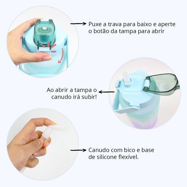 Garrafa de Água 2 Litros Academia com Frases Motivacionais