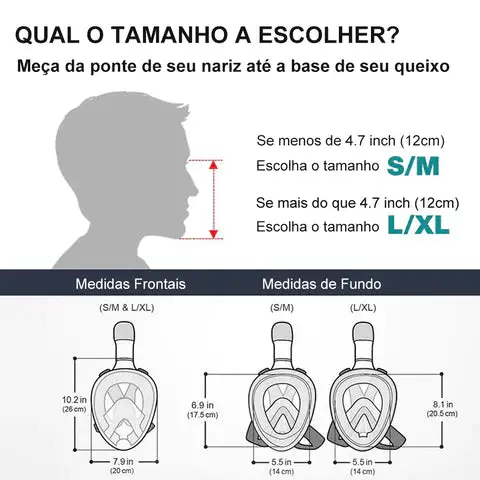 Máscara de Mergulho Snorkel com Suporte para Câmera GoPro